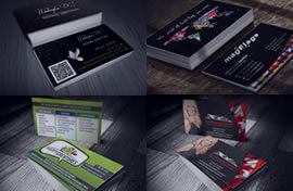 The are custom business cards created by our graphic design team